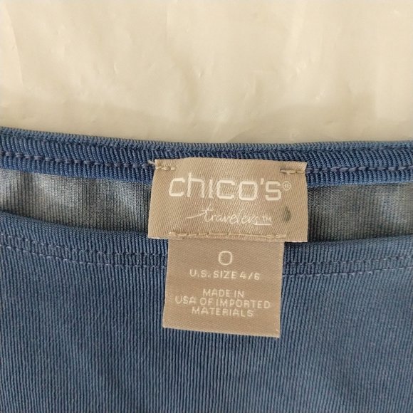 Chico’s Women's Multi-Print Floral Dress Sleeveless Blue US Size 4/6 Made in USA - Picture 4 of 9